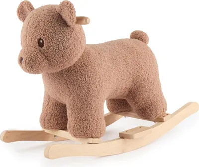 Produktbild von Bieco Plüsch Schaukeltier Bär Mika, 68 cm | Kinder Schaukelstuhl mit Sicherheitsgurt | Baby Schaukel | Schaukel Kleinkind | Schaukeltier Baby | Baby Schaukelwippe ab 9 Monate | Schaukelpferd Holz