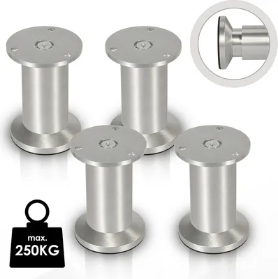 Obrázek produktu pro Jiubiaz 4x nábytkové nohy Nábytkové nohy Hliníkové nohy Průměr 40 mm Výška 120 mm Černá Nastavitelná výška