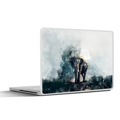 Produktbild von MuchoWow® Laptop Aufkleber Sticker Cover Elefant - Aquarell - Blau 30x21 cm - Sticker für Laptop - Selbstklebend
