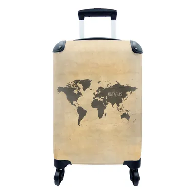 Obrázek produktu pro Kufr Příruční zavazadlo na kolečkách Malý cestovní kufr na 4 kolečkách Mapa světa - Vintage - Citace - Velikost kabiny < 55x40x23 cm a 55x40x20 cm -
