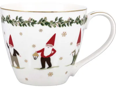 Produktbild von Greengate Becher PIXIE Weiß mit Wichtel Tasse mit Goldrand Porzellan