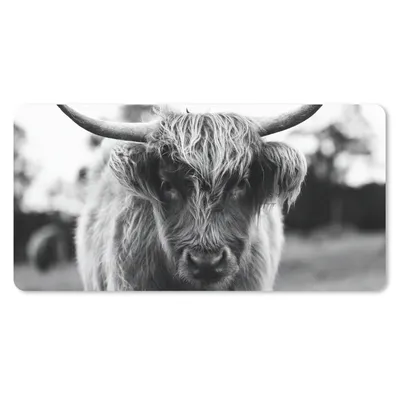 Produktbild von MuchoWow® Schreibtischunterlage Schottischer Highlander - Kuh - Gras - Tiere - Natur 80x40 cm - XXL Mauspad - Gaming Mauspad