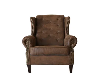 Produktbild von Chesterfield Sessel „BEDFORD“ im Vintage Wildleder Look – Ohrensessel mit Rautensteppung & Ziernägeln – 90x102x93 cm
