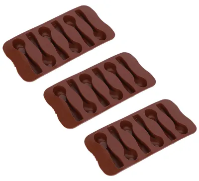 3er Set Silikon-Backform löffelförmig antihaft für Kuchen & Schokolade