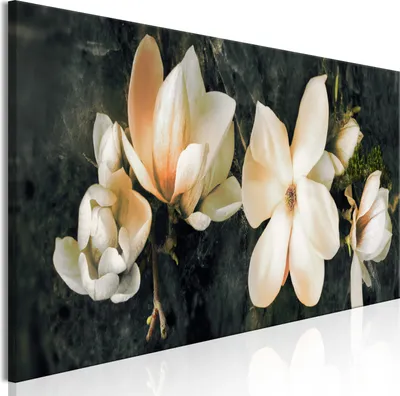 Produktbild von Italienischer Leinwand Leinwandbild - Avant-Garde Magnolia (1 Part) Narrow Orange 120x40 cm Blumen b-A-0588-b-d