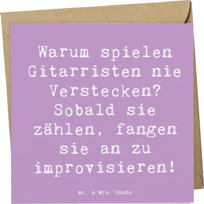 Produktbild von Mr. & Mrs. Panda Grußkarte Spruch Gitarre Improvisation - Lavendeltraum - Geschenk, Musik, Musikinstrument, Klappkarte, Instrument, Abenteuer, anlasskarte, Humor, Lernen