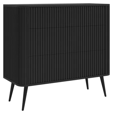 Obrázek produktu pro Selsey Ovarlo - Komoda se 3 zásuvkami, černá s kovovými nožkami, 93 cm