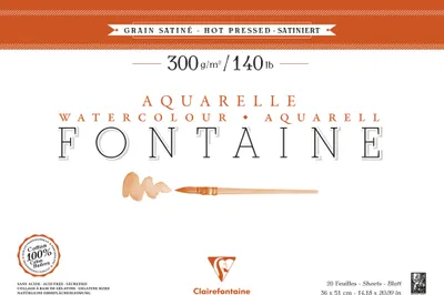 Produktbild von Clairefontaine Aquarellpapier 300g, 100% Hadern, geleimt, 20 Bl, 36x51 cm 96346C