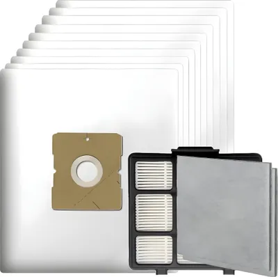 Produktbild von 10x Staubsaugerbeutel, 1x HEPA-Filter, 2x Motorfilter passend für Inventum ST306 ST307 ST308 Staubsauger - Ersatz-Staubbeutel SZ300 21200900119, 21200900120 und 21200900010.
