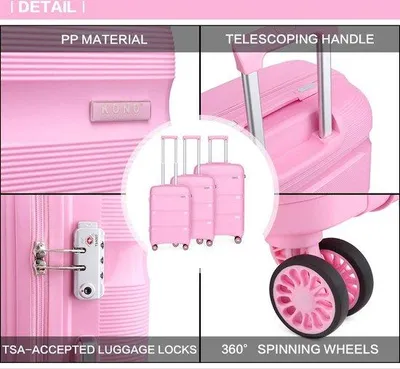 Productafbeelding van Famanu Trolley Koffer Set, handbagage / lichtgewicht met 4 wielen - 3-delig