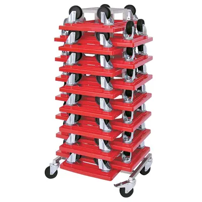Produktbild von 15 Logistikroller f. Behälter 600 x 400 mm (250 kg Tragkraft) + Rollerständer aus Edelstahl