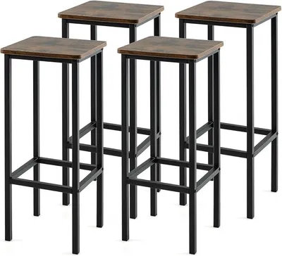 Produktbild von 4er Set Barhocker, Barstühle Vintage, Tresenhocker mit Fußstütze, Küchenhocker bis 90 kg, Bistrohocker für Zuhause, Bistro, Esszimmer (Sitzhöhe 72 cm)