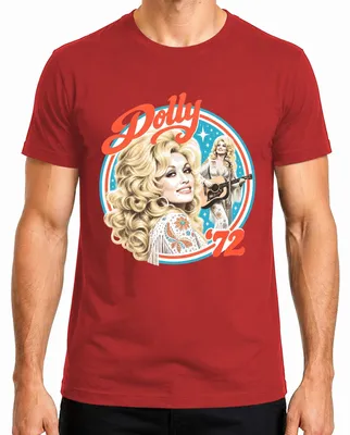 Immagine prodotto di T-shirt da uomo, stile retrò, con la scritta "Dolly Parton, 72, leggenda della musica country, Nashville", colore rosso, taglia M