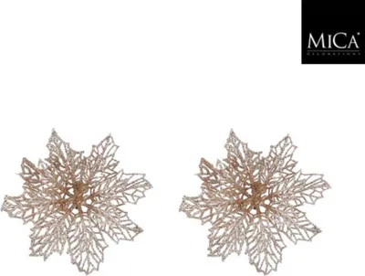 Immagine prodotto di Clip decorativa in mica Stella di Natale 3x13,5 cm 2 pezzi Champagne