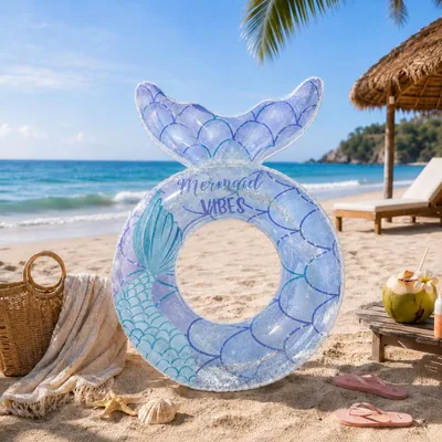 Produktbild von Schwimmring Meerjungfrau, mit Pailletten, blau, für Strand