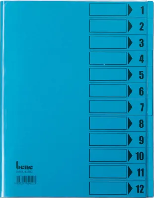 Produktbild von Bene Ordnungsmappe 084800BL DIN A4 12Fächer PVC blau