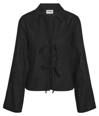 Produktbild von Schlupfbluse Kentkragen Schleifendetails Langarm Slim Fit | L