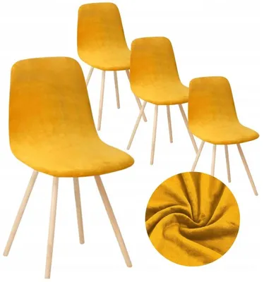Produktbild von Stuhlhusse - Senfgelb - 4 Stück - Samt - Bezug für Skandinavische Stühle - Universal - Stretch
