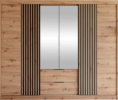 Produktbild von MIRJAN24 Kleiderschrank Majorka 250, Schlafzimmer, Drehtürenschrank, mit Kleiderstange, Modern, Garderobenschrank (Farbe: Artisan Eiche)