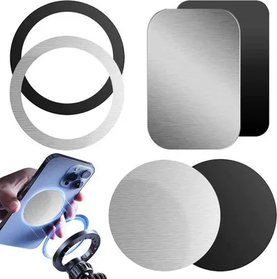 Obrázek produktu pro Magnetické podložky pro uchycení telefonu do auta – sada 6 kusů – ultratenké – černá + stříbrná