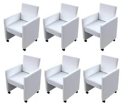 Produktbild von vidaXL Esszimmerstühle 6 Stk. Weiß Kunstleder