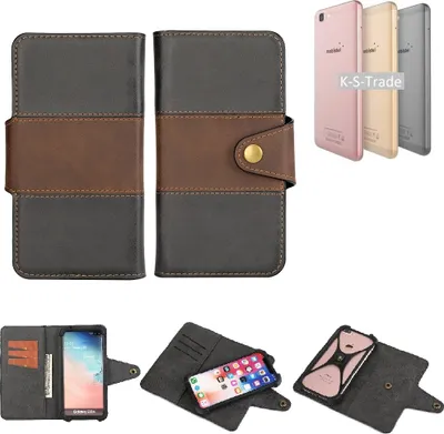 Produktbild von K-S-Trade Handyhülle Schutzhülle Hülle Bookstyle Wallet-Case kompatibel mit Mobistel Cynus F10 Bumper Rundumschutz schwarz-braun 1x