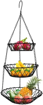 Produktbild von Famanu Hängende Obstschale - 3 Etagen - Schwarz