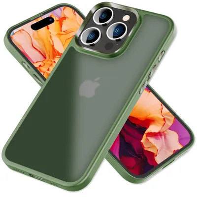 Image de Hybrid Cover for iPhone 15 Pro Max Frosted Case Protection Edge Magnet Handy Cover Dark Green