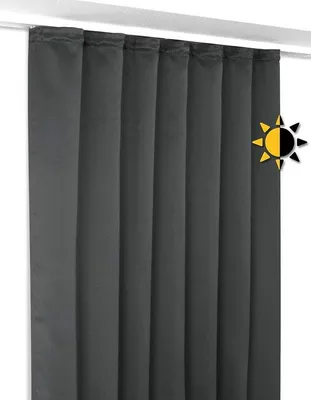 Obrázek produktu pro Zatemňovací závěs s U-páskem, neprůhledný, tmavě šedý, šířka 300 cm, výška 245 cm