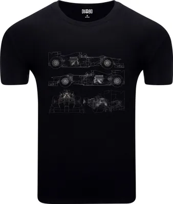 Produktbild von Diarbo Herren T-Shirt mit Blaupausen Druck Formel 1 Schwarz Gr.XXXL