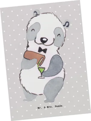 Produktbild von Mr. & Mrs. Panda bildkarte Barkeeper Herz - Grau Pastell - Geschenk, Postkarten, Ausbildung, Kurs, Cocktail, Kunstkarten, einzelkarte, Grußkarte, Ansichtskarte, Postkarte