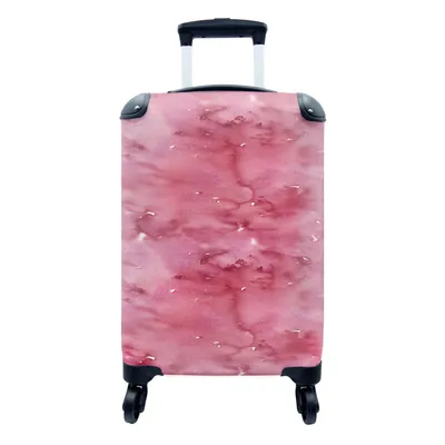 Produktbild von MuchoWow® Koffer Handgepäck Trolley Rollkoffer Kleine Reisekoffer mit 4 Rollen - Muster - Aquarell - Rosa - Cabin Size < 55x40x23 cm & 55x40x20 cm - Fotokoffer - Kabinenkoffer - Boardgepäck - Reise-Box - Reisekoffer - Reisegepäck - Koffer mit Bild - Trolley für Kinder