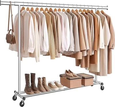 Obrázok produktu pre Stojan na oblečenie DOLLY na kolieskach, max. 150 kg, 45x160-200x161,5cm, strieborná
