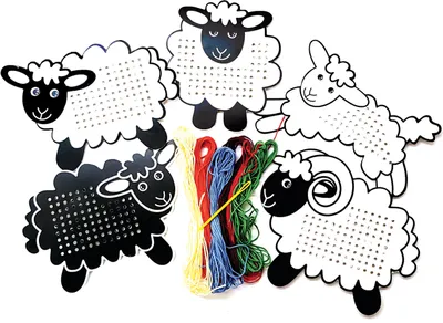 Produktbild von EDUPLAY 370101 Fädelkarten Schafe 5er Set