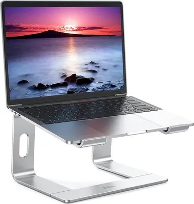 Image de Support pour ordinateur portable - Support argenté pour ordinateur portable - 10 à 14 pouces - Cadre amovible pour ordinateur portable