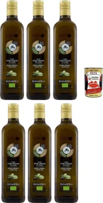 Produktbild von Alce nero Olio Extra Vergine di Oliva 100% Italiano, kaltgepresst natives Olivenöl extra, 100% italienisch, 6x 750ml + Italian Gourmet polpa 400g