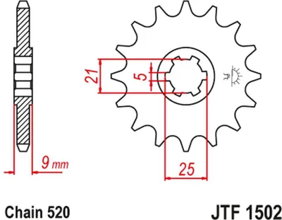 Immagine prodotto di Pignone anteriore JT 569 13 denti, compatibile con Kawasaki KXT 250 del 1987 (codice prodotto: 56913JT), per catena 520
