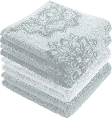 Produktbild von Erwin Müller Handtuch Bühl" 4er-Pack weiß/silber 50x100 cm"