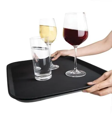 Immagine prodotto di Vassoio rettangolare antiscivolo Ibbenzoa® in polipropilene, 35,6 x 45,7 cm, nero – ideale per ristorazione e cucina