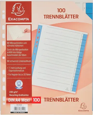 Produktbild von Exacompta 381456B Trennblätter-Farbig mit Perforation blau