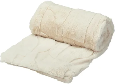 Imagen del producto de Manta decorativa de tejido jacquard, 160x130 cm, color crema, marca H&L