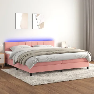Produktbild von Boxspringbett mit Matratze & LED Rosa 200x200 cm Samt