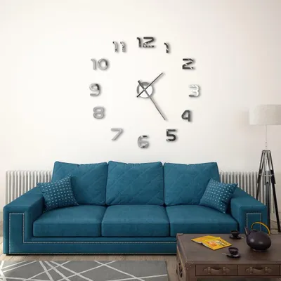 Image de Vidaxl 3D -Wanduhr 100 cm xxl moderne Silberfarben