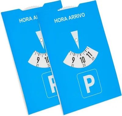 Produktbild von Famanu Parkscheibe Blau, 2 Stück, Papier, Verstellbar - Parkuhr mit Ankunftszeit für Auto und Lkw