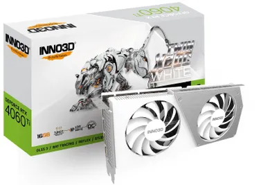 Obrázok produktu pre INNO3D N406T2-16D6X-178055W, GeForce RTX 4060 Ti, 16 GB, GDDR6, 128 bit, 7680 x 4320 px, PCI Express x8 4.0
