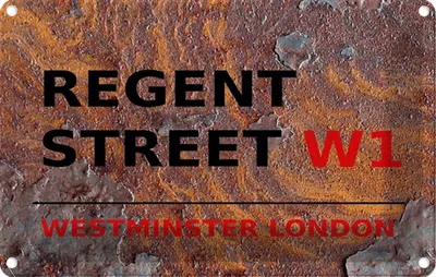 Produktbild von vianmo Blechschild 20x30 cm Westminster Regent Street W1 Abenteuer Reisen England Urlaub