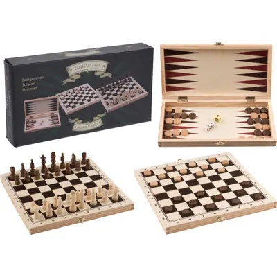 Zdjęcie produktu dla Tender Toys 3 w 1 gry planszowe z drewna