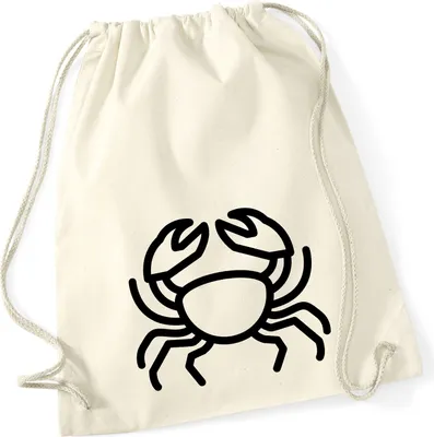 Produktbild von Huuraa Turnbeutel Krebs Sternzeichen Symbol 12 Liter Natural Baumwolle Rucksack Geschenkidee