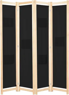 Imagen del producto de Divisorio de ambientes tipo biombo, 4 paneles, color , 160 x 170 cm, tela y madera. Panel divisor, pantalla, separador de ambientes, ideal para salón, dormitorio o balcón. Plegable, de pie