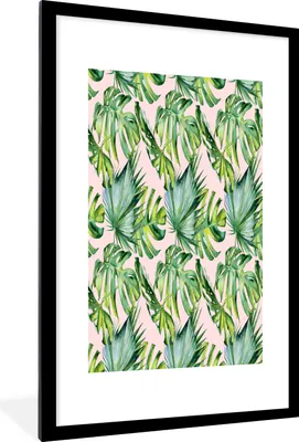 Produktbild von MuchoWow® MuchoWow® Gerahmtes Poster Jahrgang - Monstera - Tropisch 60x90 cm - Poster mit zchwarzem Bilderrahmen - Dekoration - Wandposter Wohnzimmer - Hochwertig